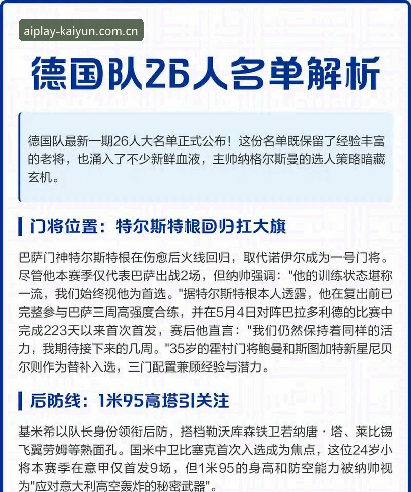 德国队世界杯名单解读指南：从诺伊尔回归到卡尔入选的深度分析
